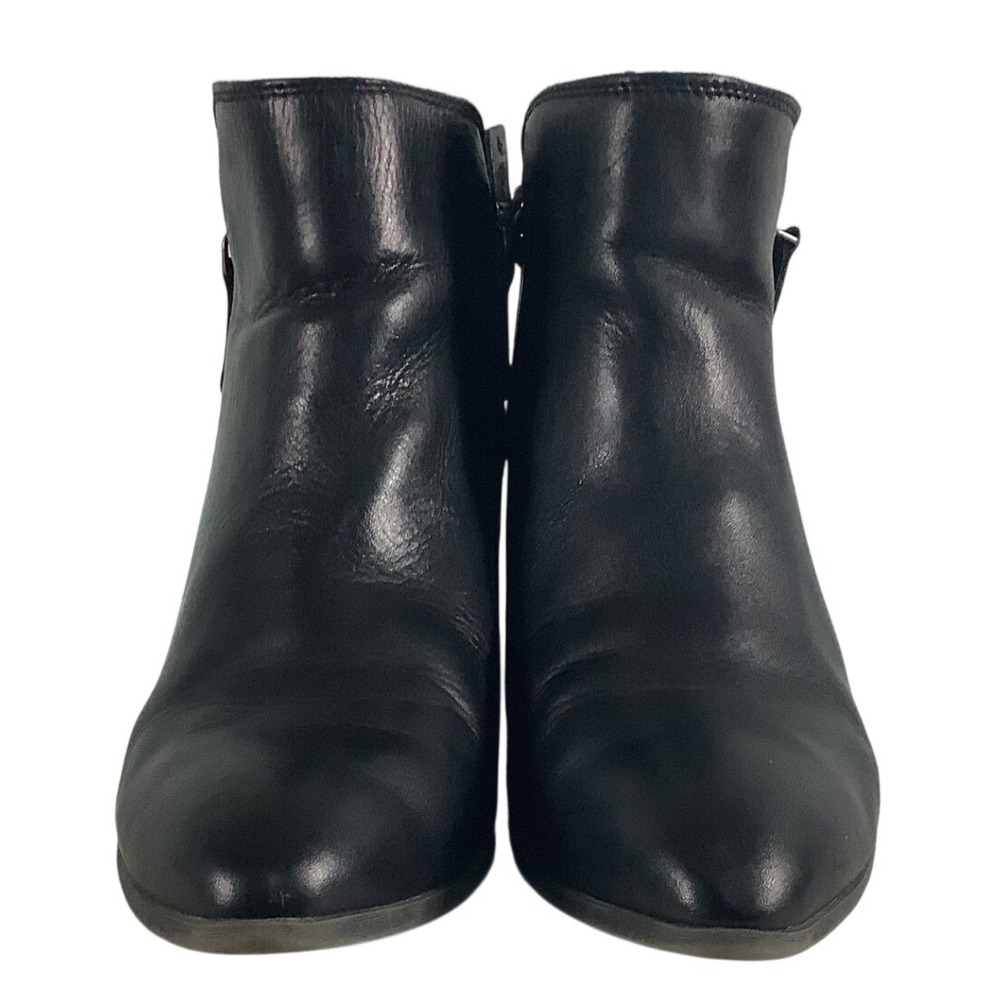 Frye Womens Black Leather‎ Melissa Zip Ankle Boots Pointed Toe Block Heel 8.5M